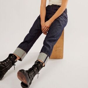 Free People x Frye Selvage The Veronica Straight Mid-Rise Relaxed Jeans 30